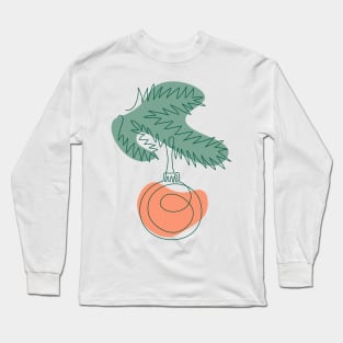 Outline Christmas tree branch with ball decoration and shapes Long Sleeve T-Shirt